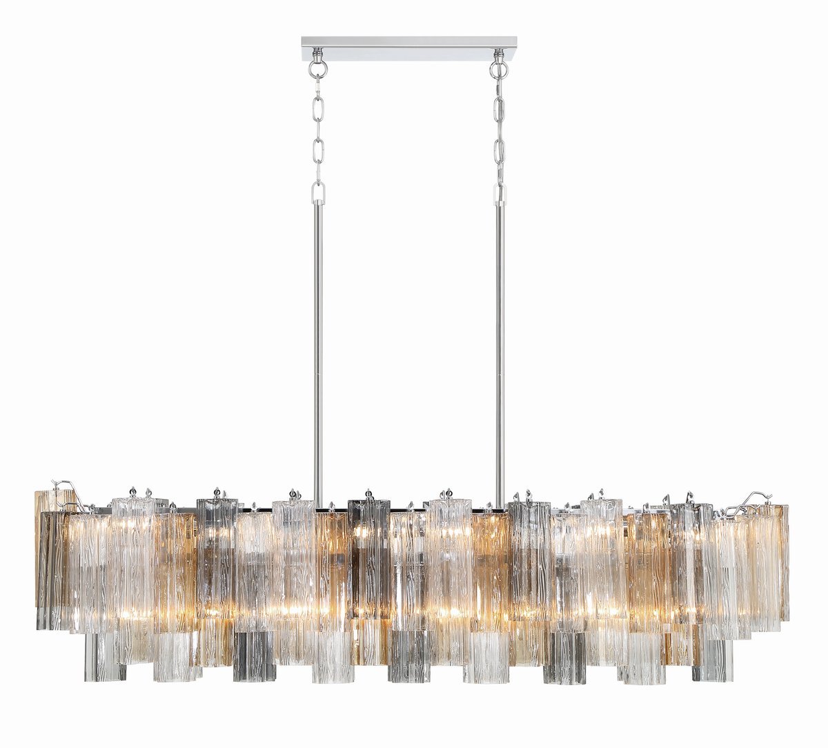 Aurora Linear Chandelier Glass Tube Tiered Amber - Letslighting