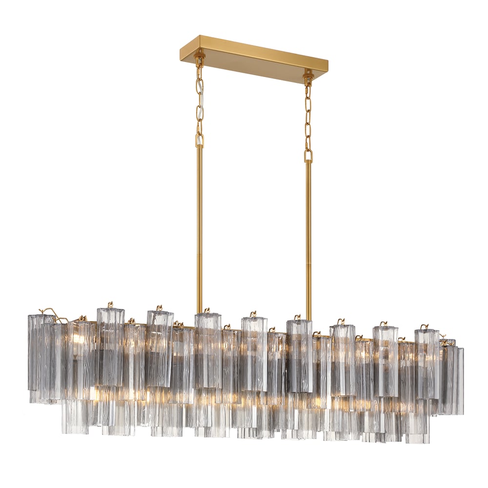 Aurora Linear Chandelier Glass Tube Tiered Amber - Letslighting