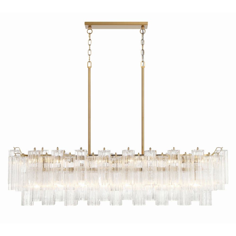 Aurora Linear Chandelier Glass Tube Tiered Amber - Letslighting