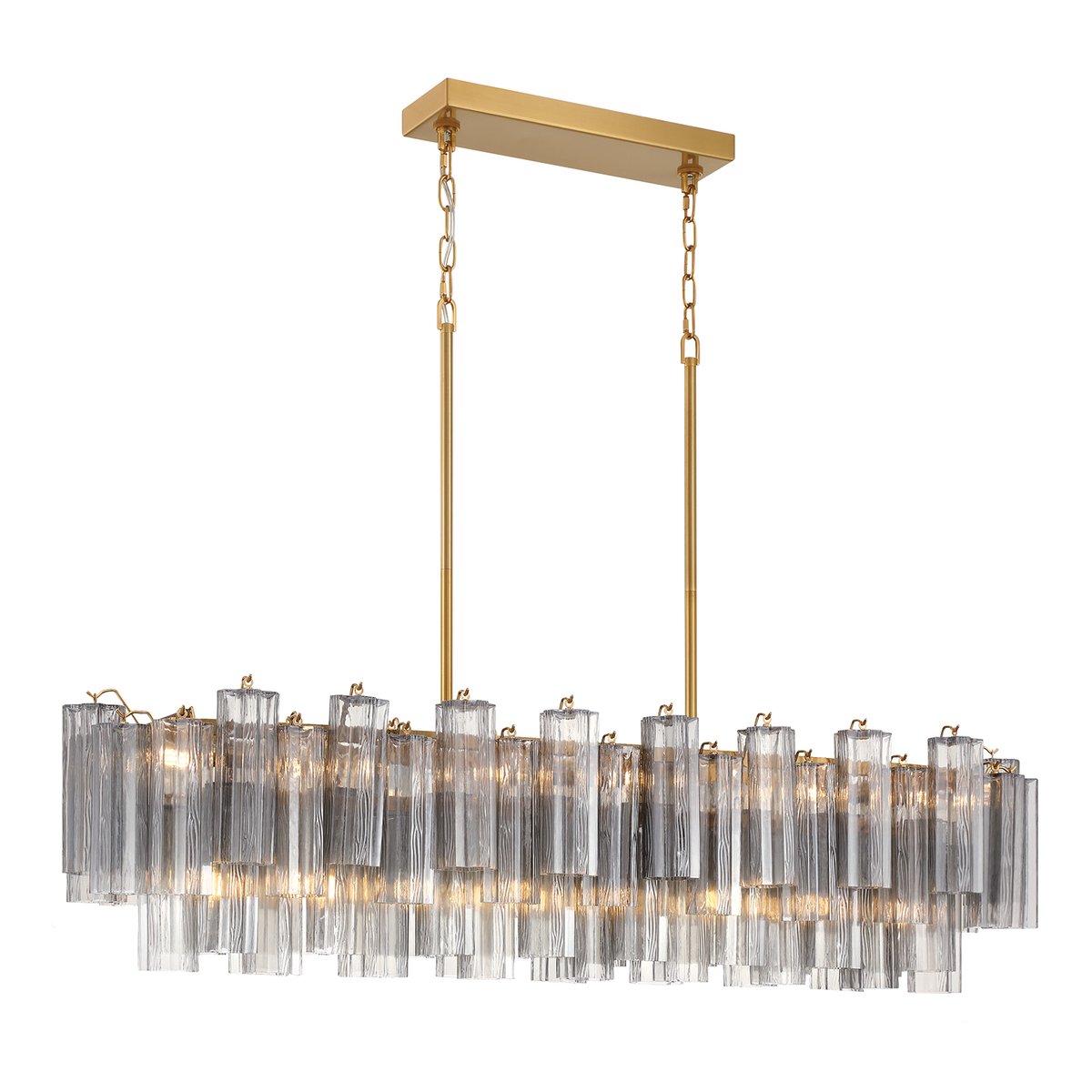 Aurora Linear Chandelier Glass Tube Tiered Amber - Letslighting