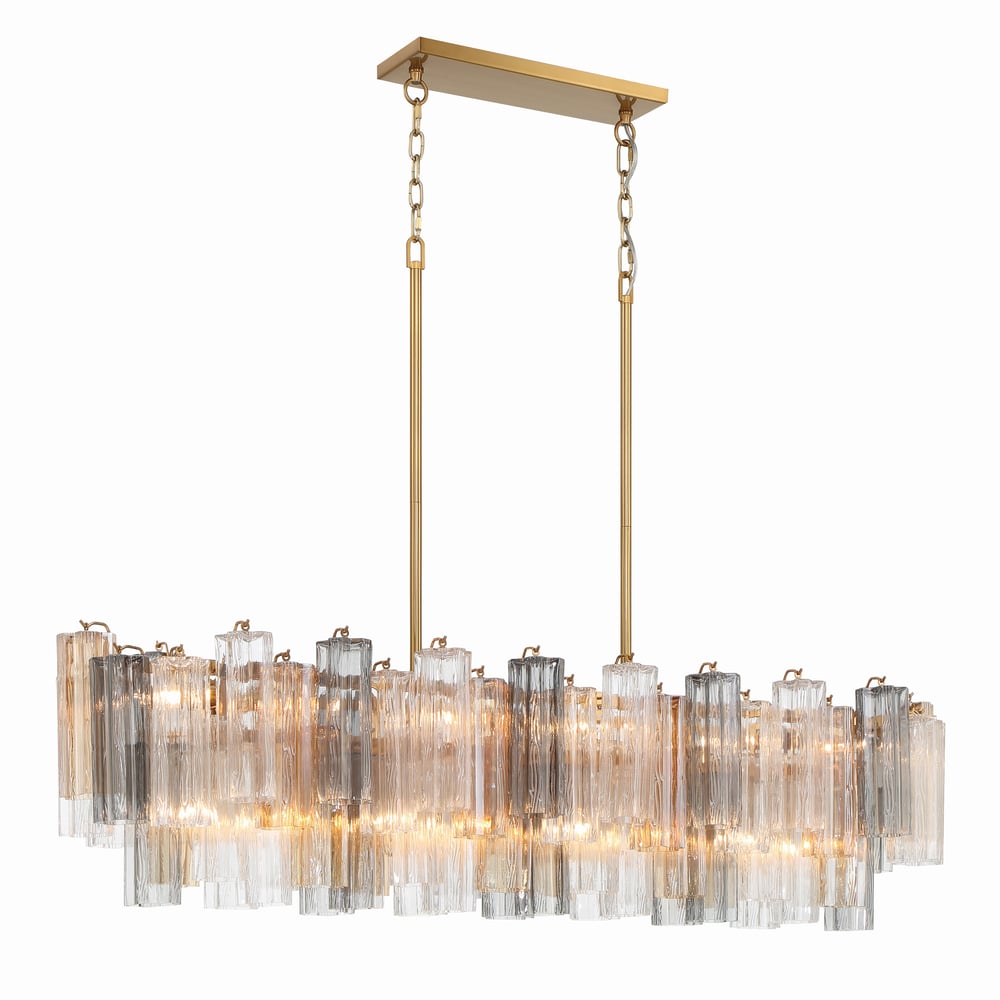 Aurora Linear Chandelier Glass Tube Tiered Amber - Letslighting