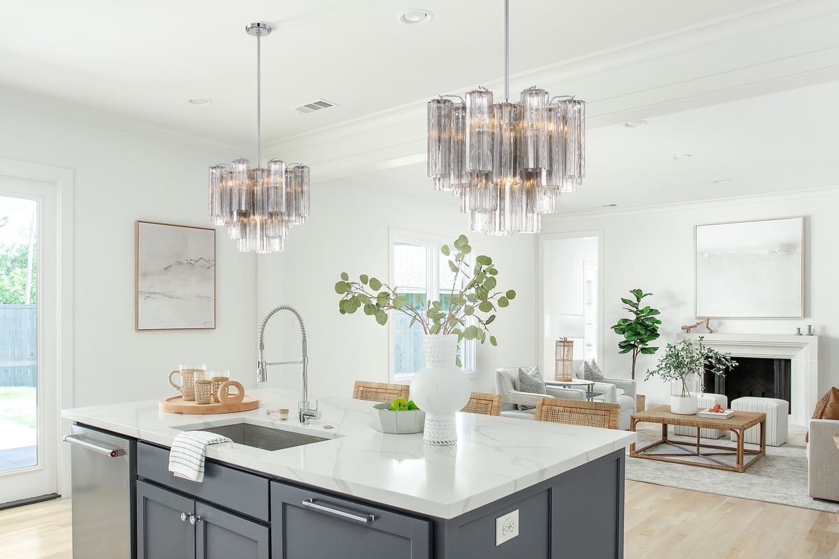 Aurora Murano Chandelier Glass Tube Layered Amber - Letslighting