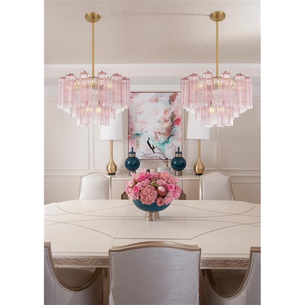 Aurora Murano Chandelier Glass Tube Layered Amber - Letslighting