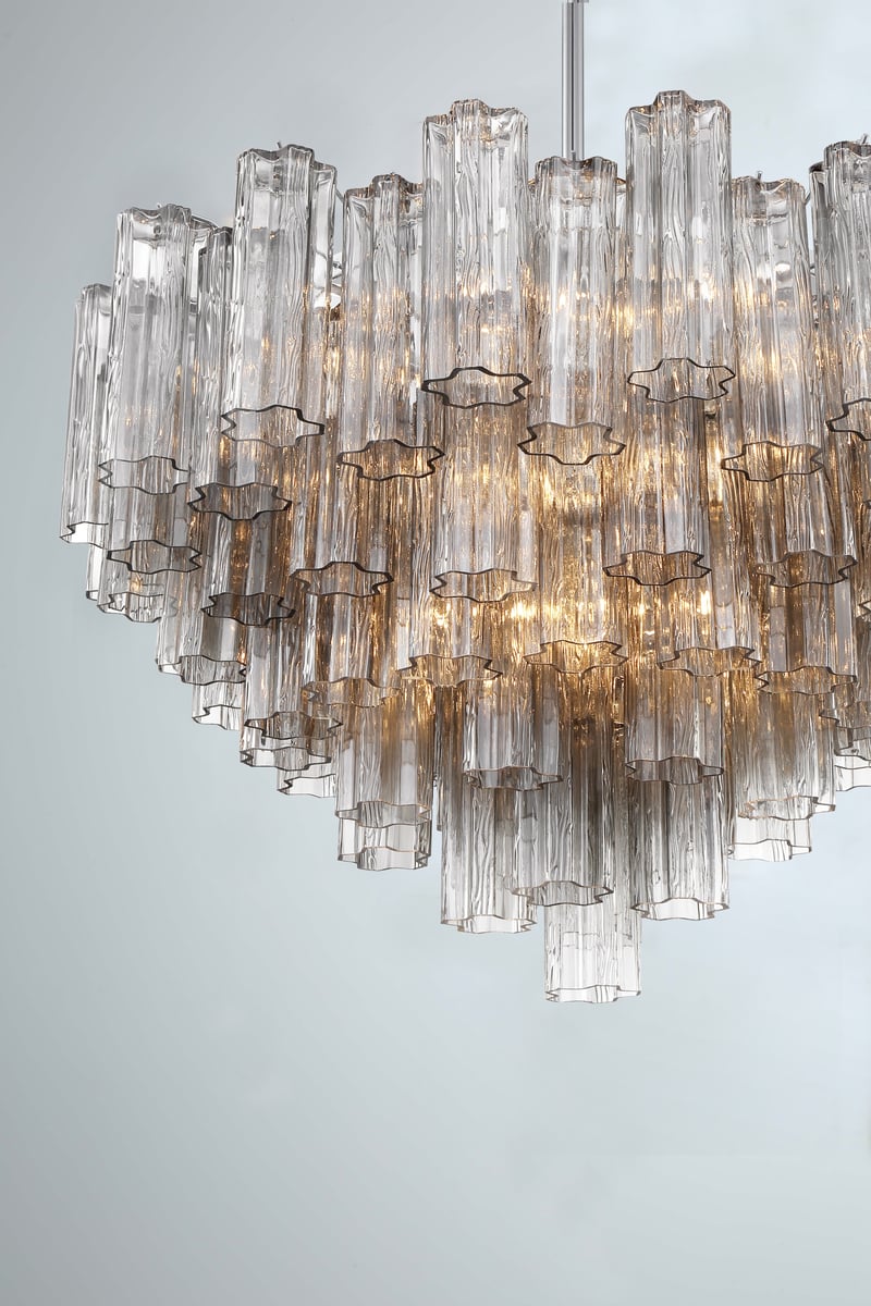 Aurora Murano Chandelier Glass Tube Layered Amber - Letslighting