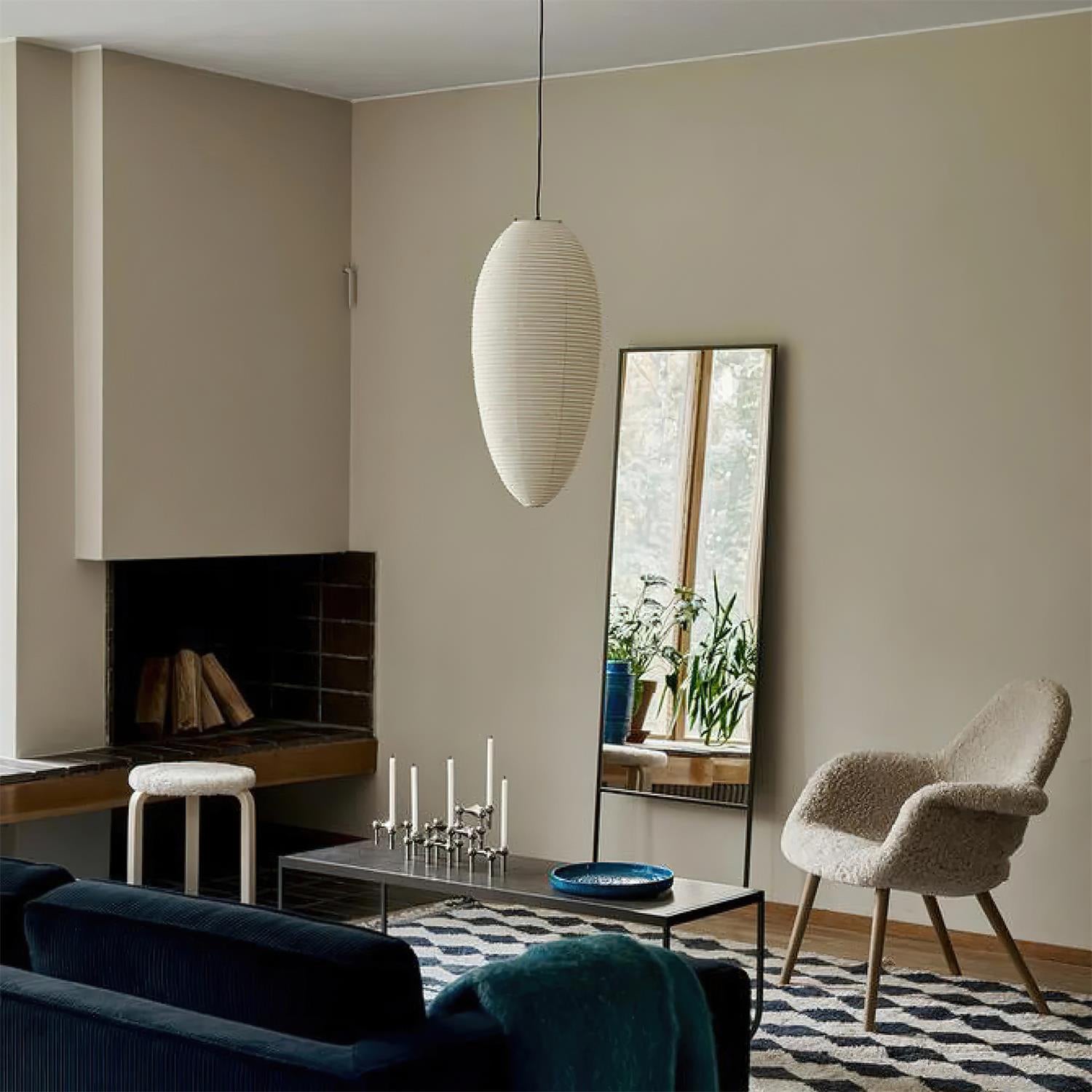 Akari 23A Pendant Lamp Rice Paper Oval Form - Letslighting