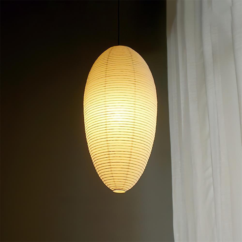 Akari 23A Pendant Lamp Rice Paper Oval Form - Letslighting