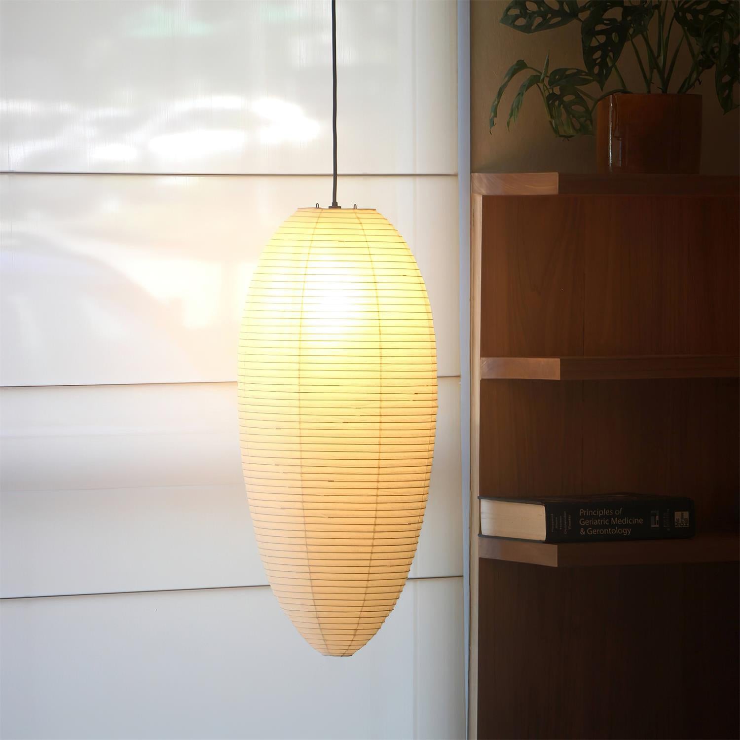 Akari 23A Pendant Lamp Rice Paper Oval Form - Letslighting