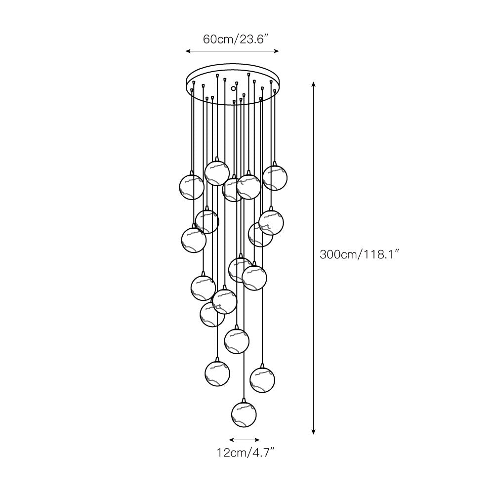 Gloruvye Balls Modern Cluster Metal Chandelier - Lamp Copper