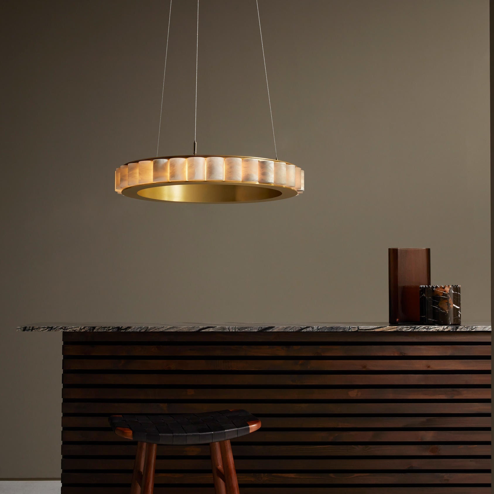 Orion Double Ring Alabaster Chandelier - Letslighting