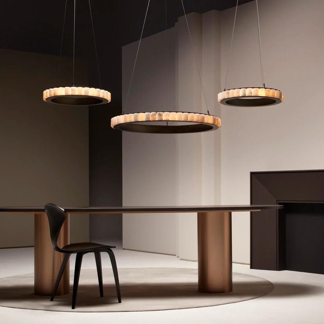 Orion Double Ring Alabaster Chandelier - Letslighting