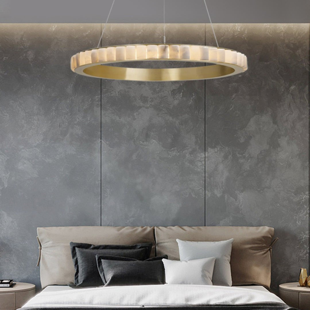 Orion Double Ring Alabaster Chandelier - Letslighting