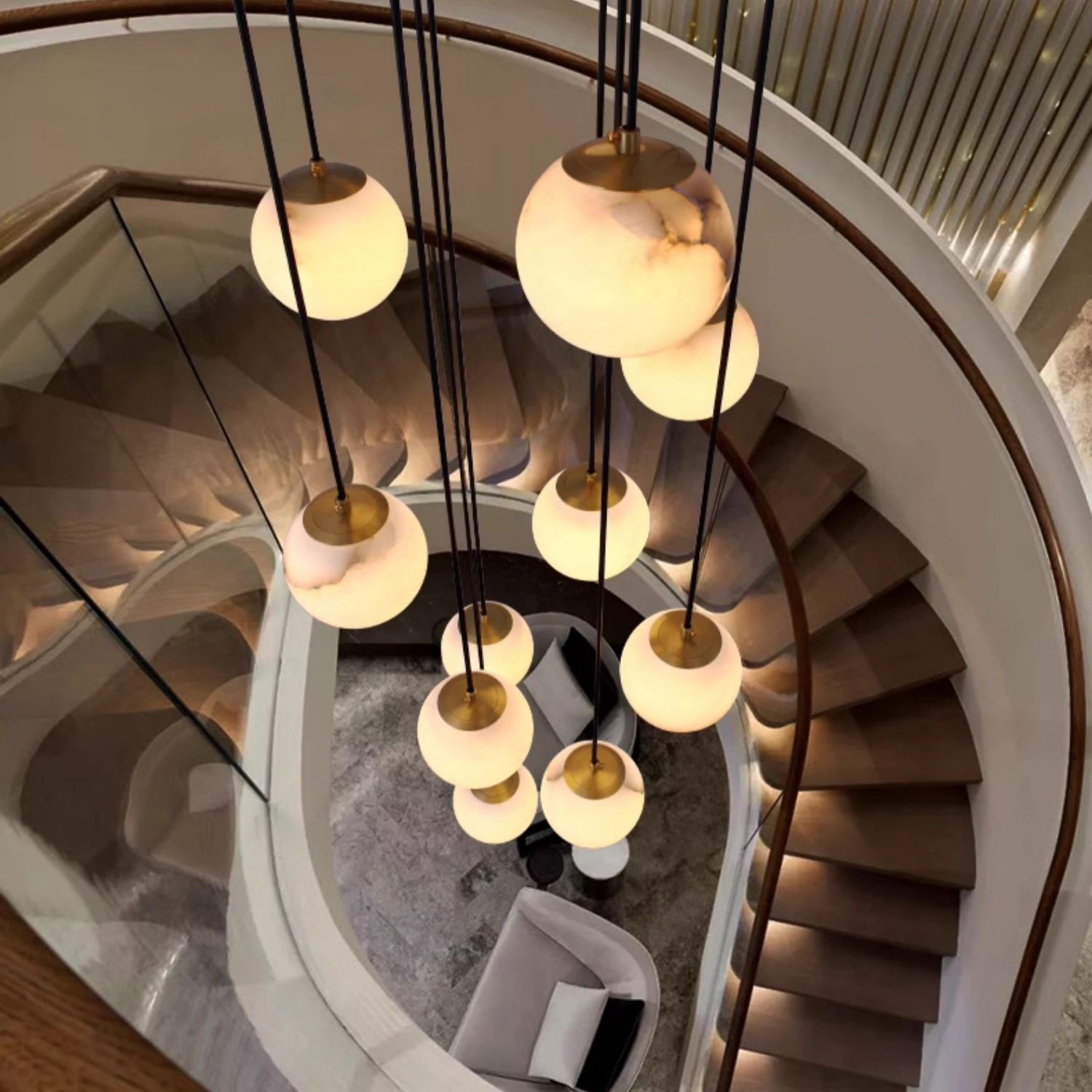 Gloruvye Balls Modern Cluster Metal Chandelier - Lamp Copper