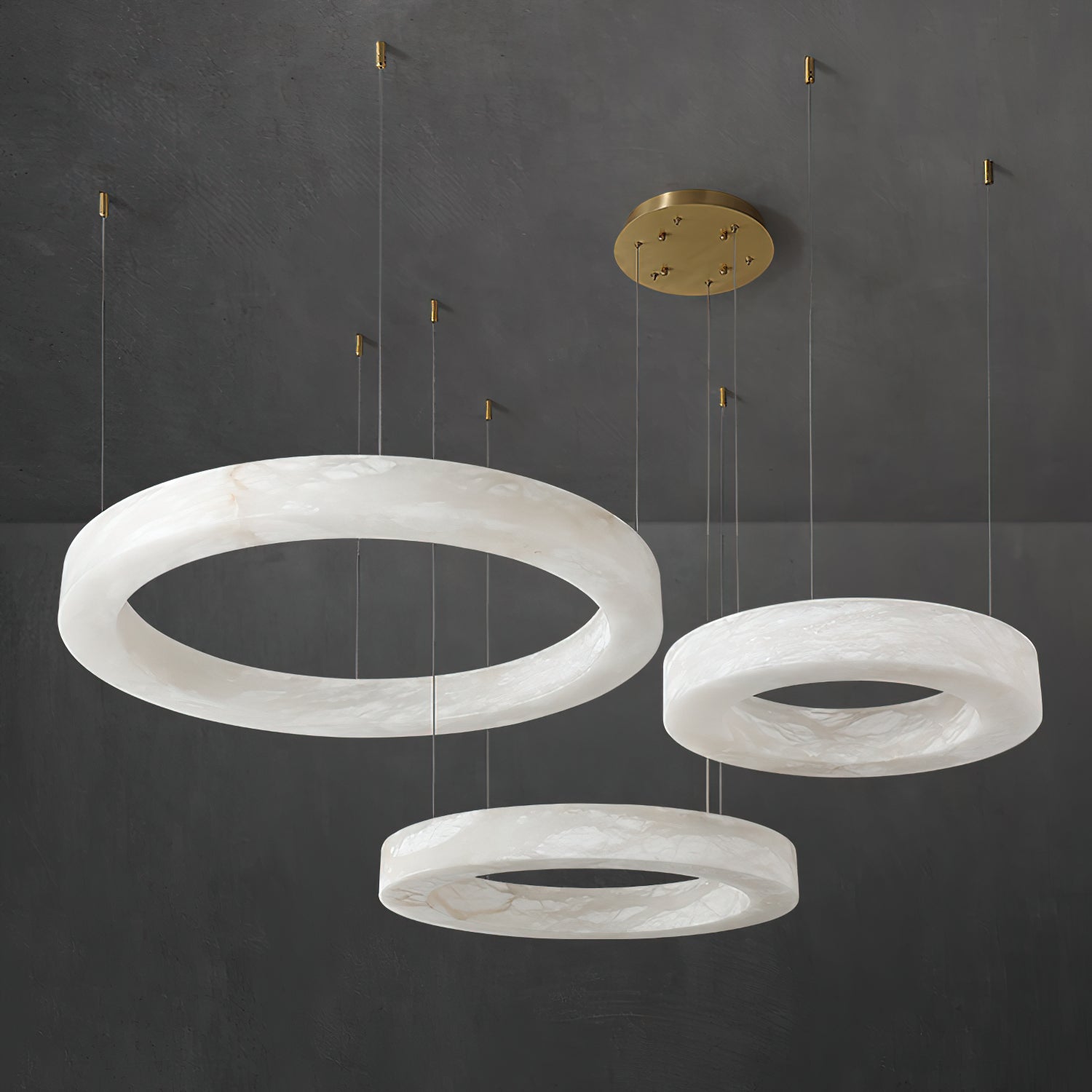 Plotuvyn Postmodern Luxury Ring Alabaster Chandelier - Lamp Copper