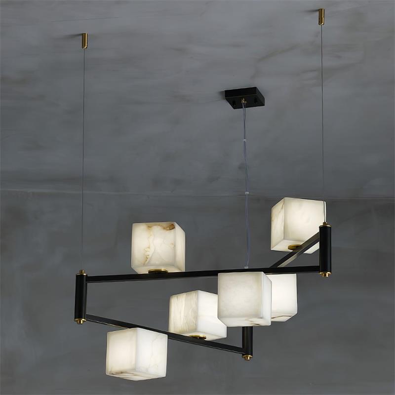 Ostruvye Individual Creativity Box Alabaster Chandelier - Lamp Copper