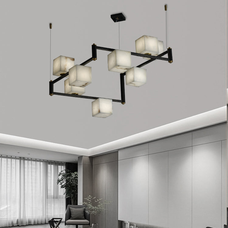 Ostruvye Individual Creativity Box Alabaster Chandelier - Lamp Copper