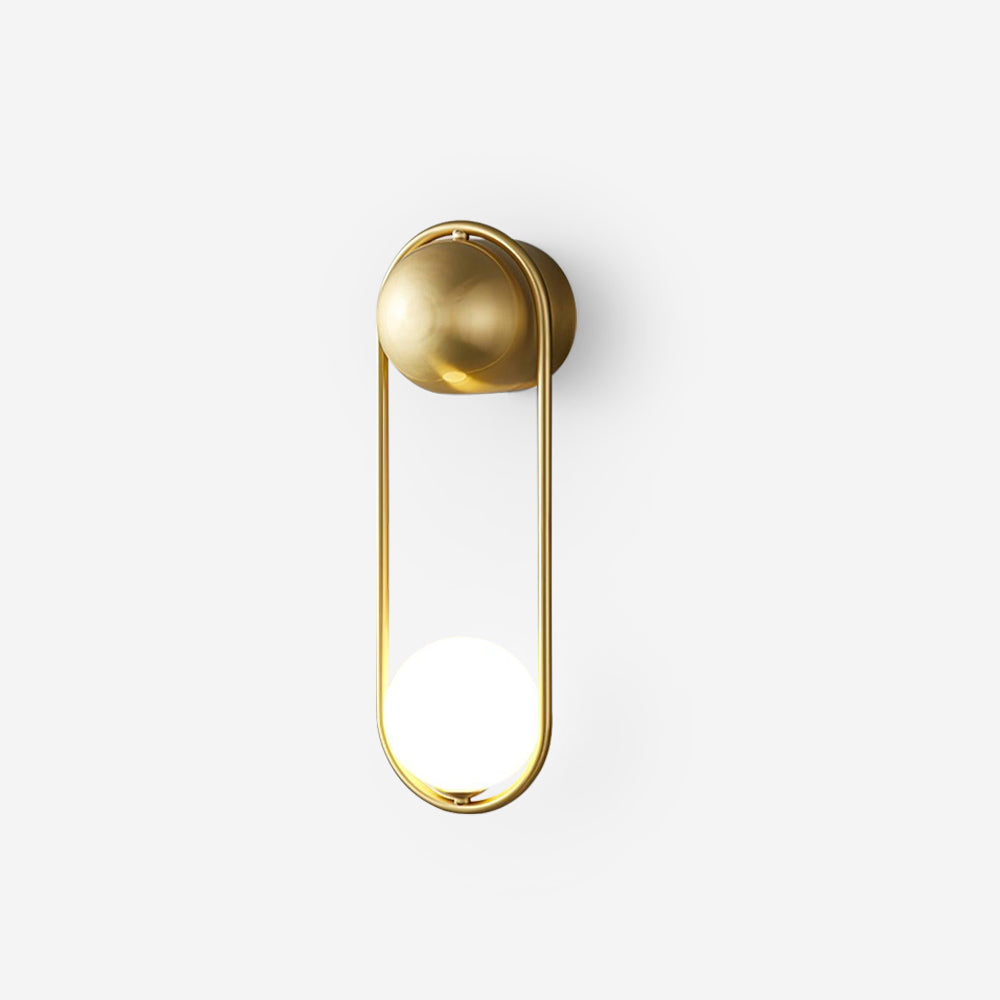 Wall Lamp with Brass Loop Frame and Glass Globe for Art - Letslighting