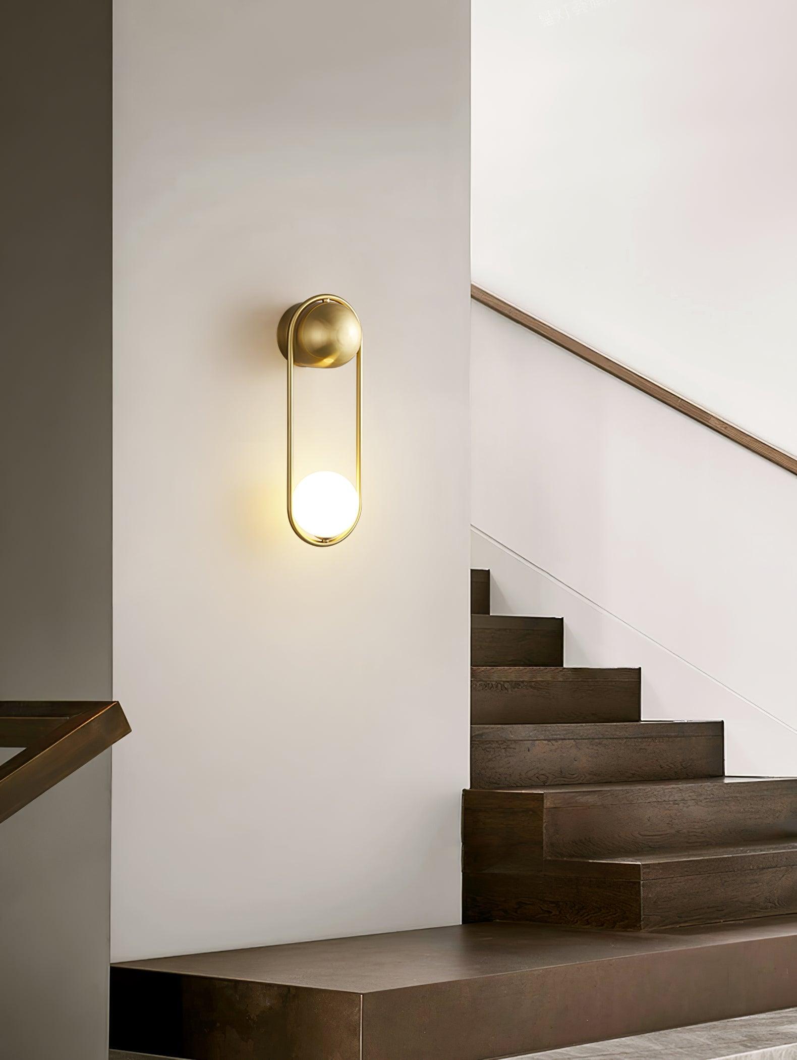 Wall Lamp with Brass Loop Frame and Glass Globe for Art - Letslighting