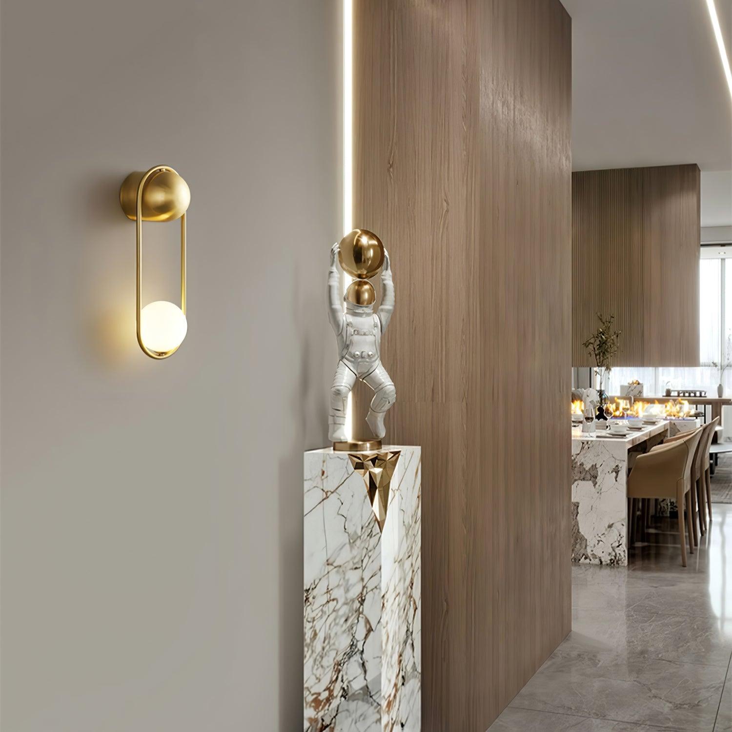 Wall Lamp with Brass Loop Frame and Glass Globe for Art - Letslighting