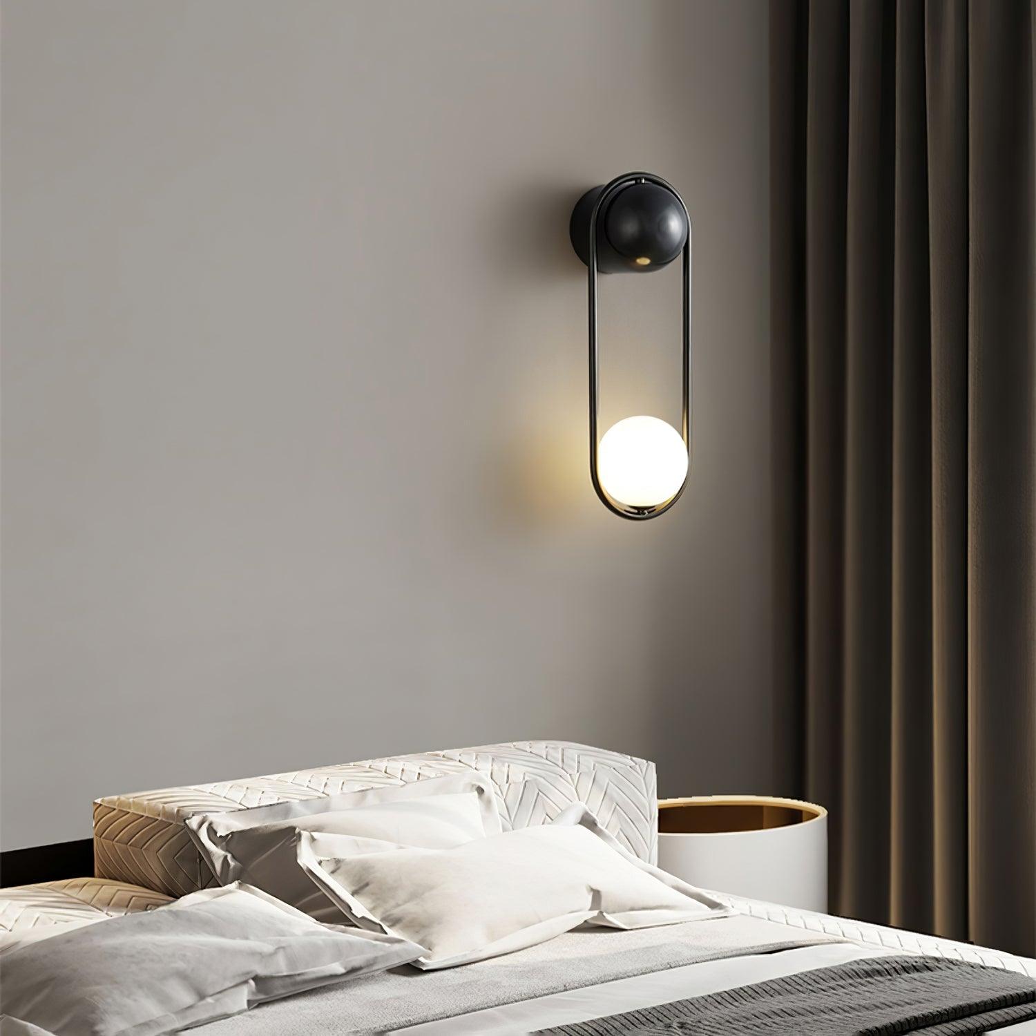 Wall Lamp with Brass Loop Frame and Glass Globe for Art - Letslighting