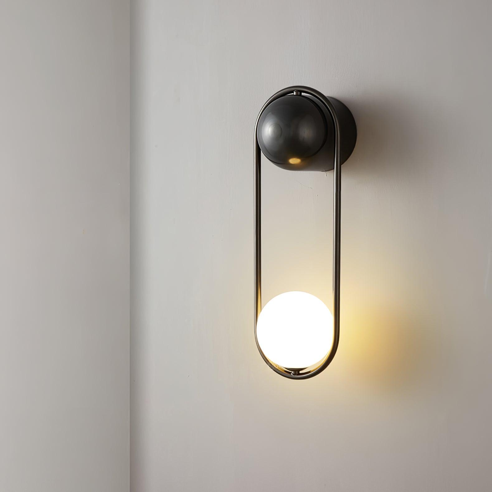 Wall Lamp with Brass Loop Frame and Glass Globe for Art - Letslighting
