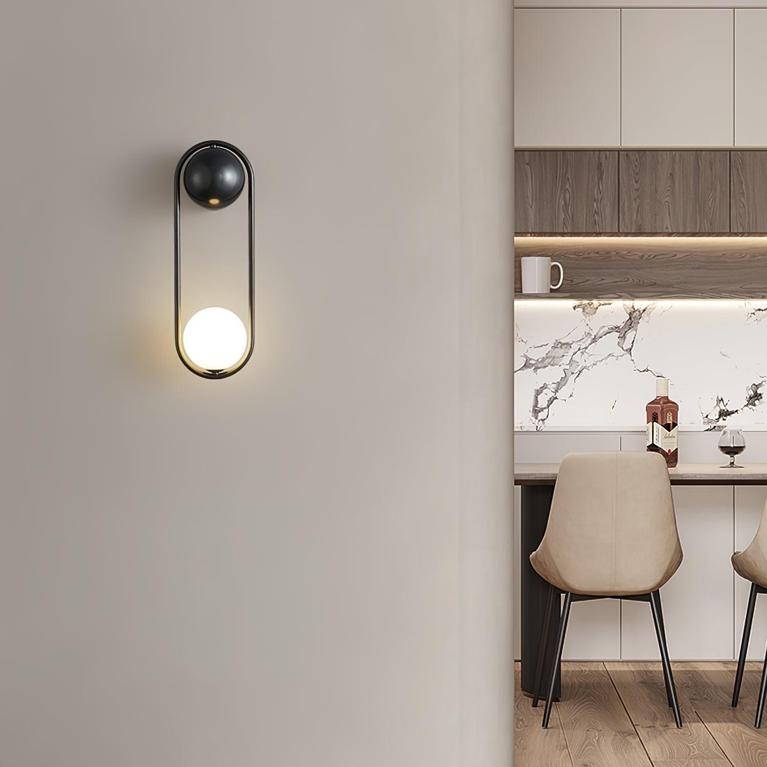 Wall Lamp with Brass Loop Frame and Glass Globe for Art - Letslighting