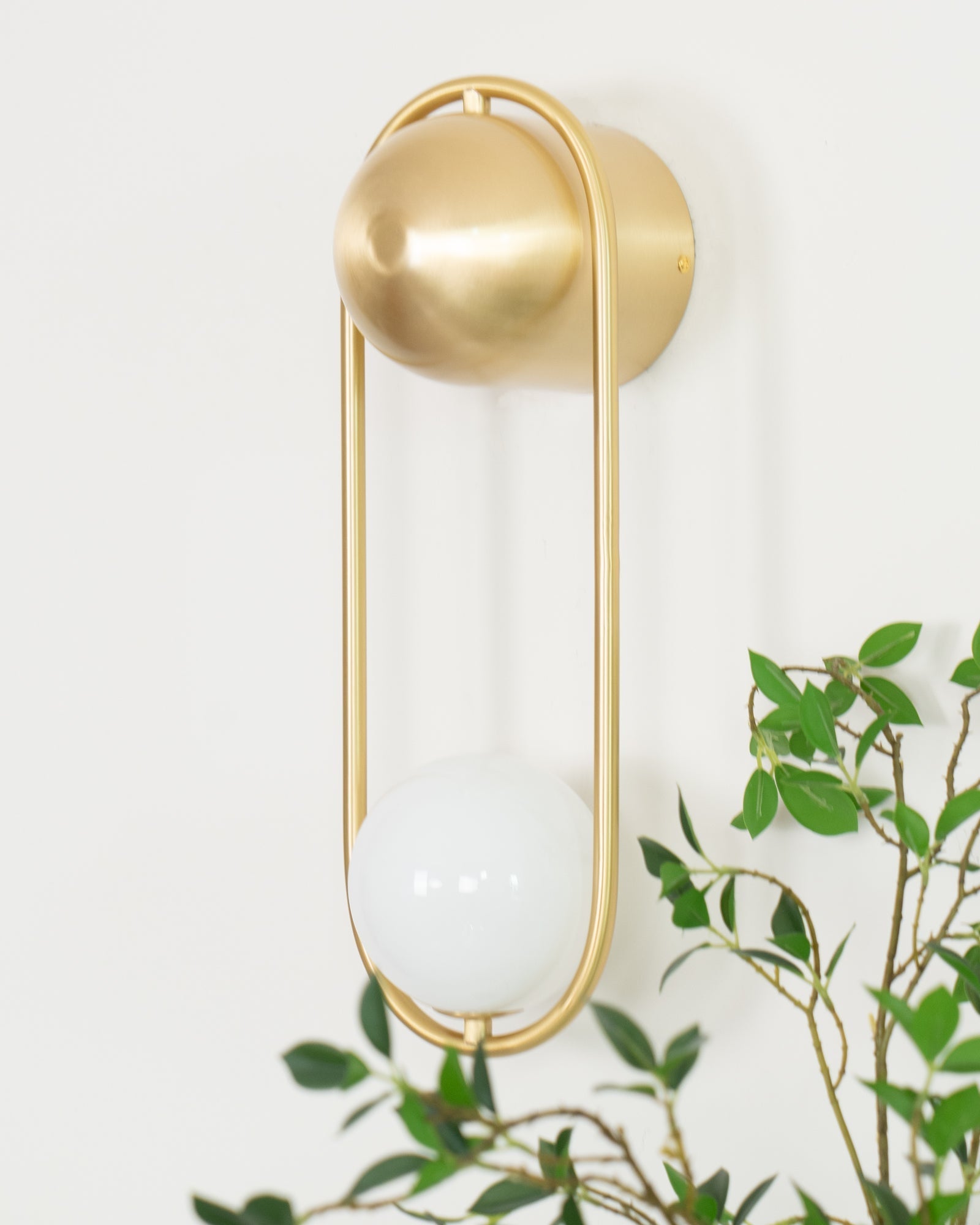 Wall Lamp with Brass Loop Frame and Glass Globe for Art - Letslighting