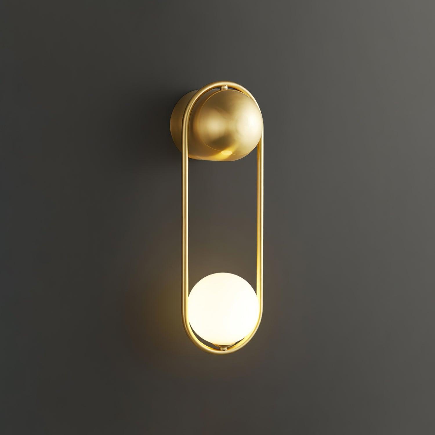 Wall Lamp with Brass Loop Frame and Glass Globe for Art - Letslighting