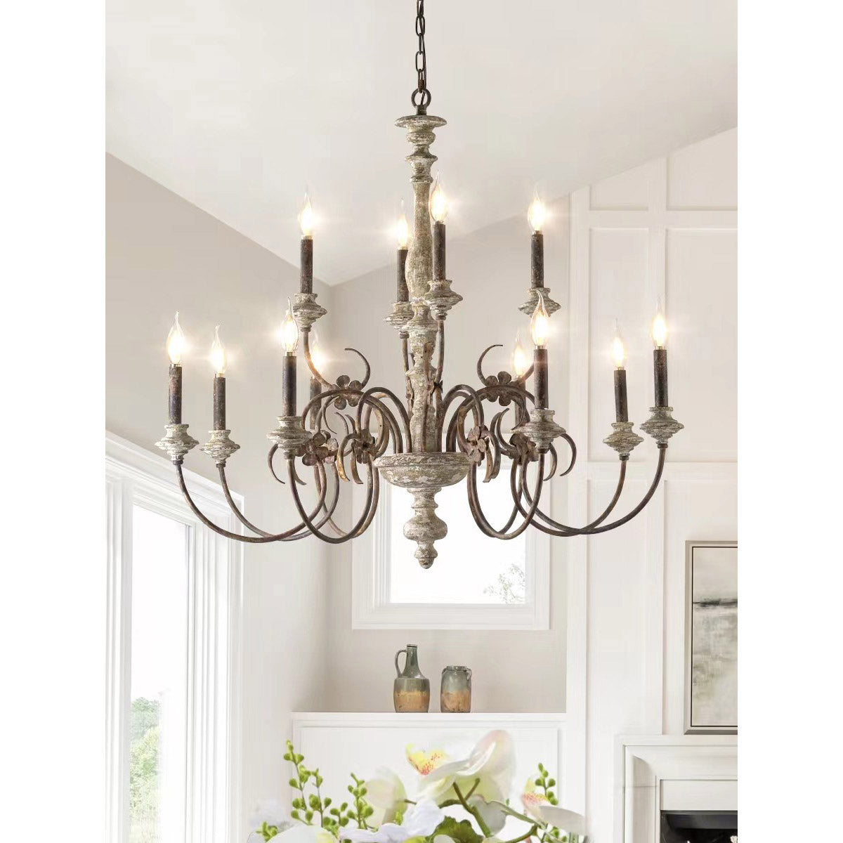 Waegnuvyn Traditional Candle Metal Chandelier - Lamp Copper