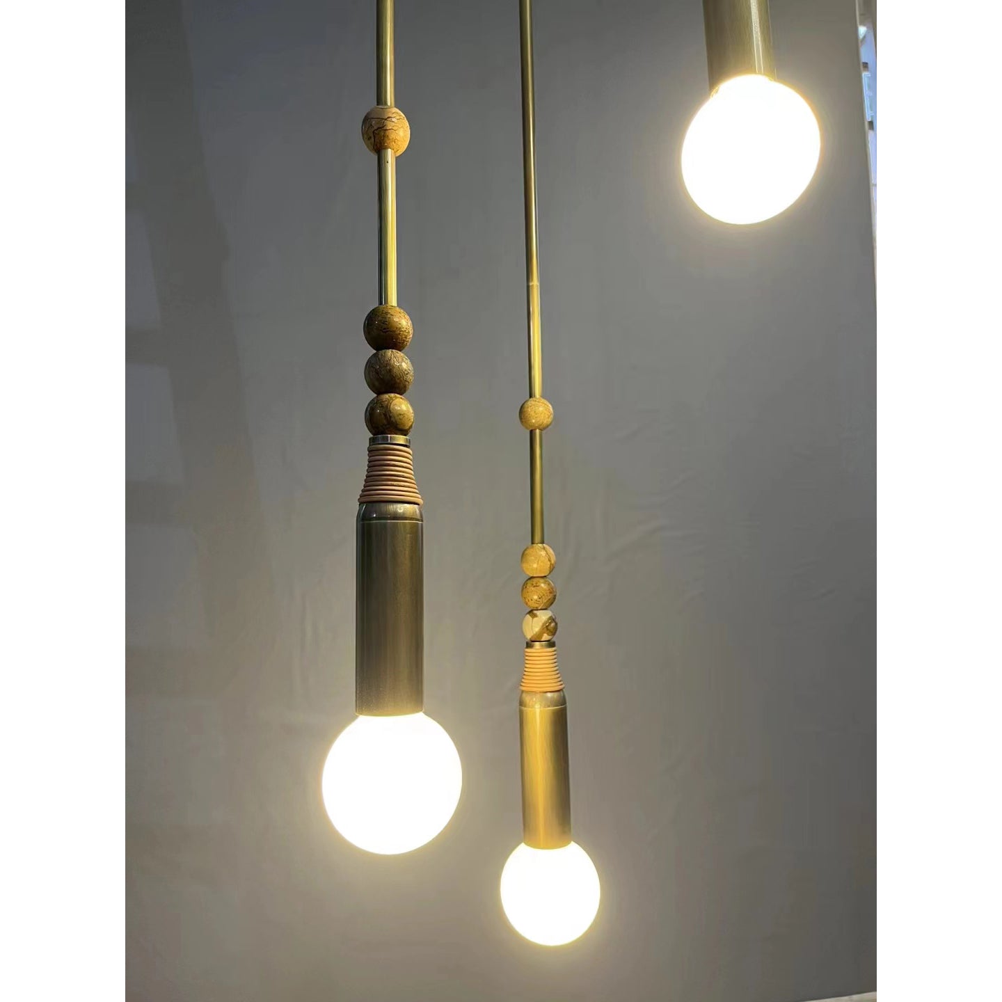 Alvuvyn Modern Minimalist Marble Pendant Light - Lamp Copper