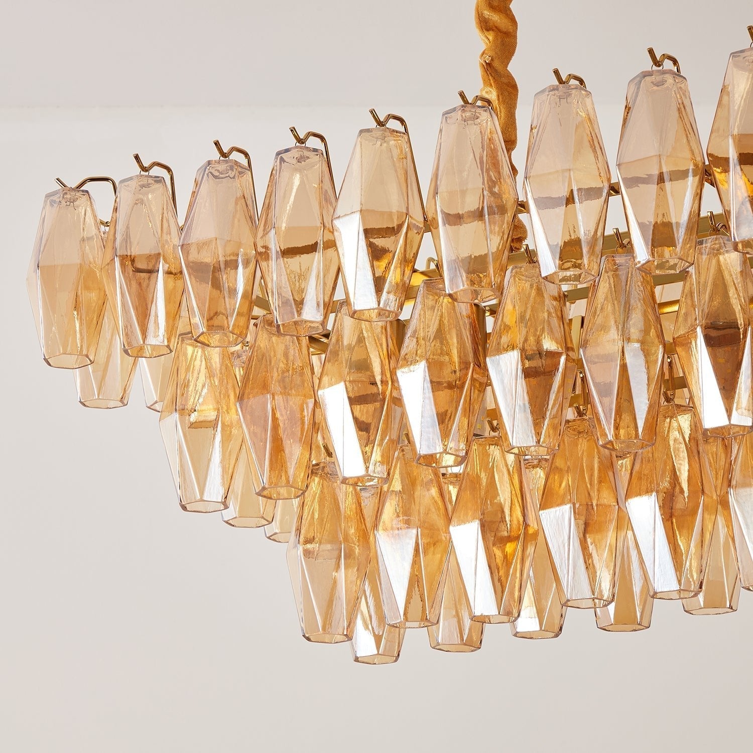 Aurora Chandelier Amber Prism Glass Rectangular Layered - Letslighting