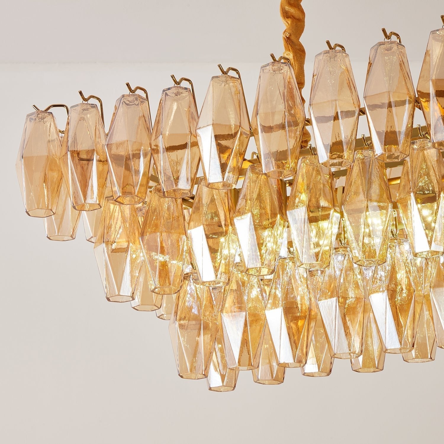 Aurora Chandelier Amber Prism Glass Rectangular Layered - Letslighting