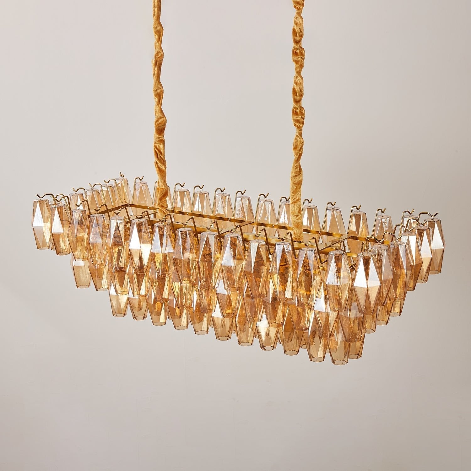 Aurora Chandelier Amber Prism Glass Rectangular Layered - Letslighting
