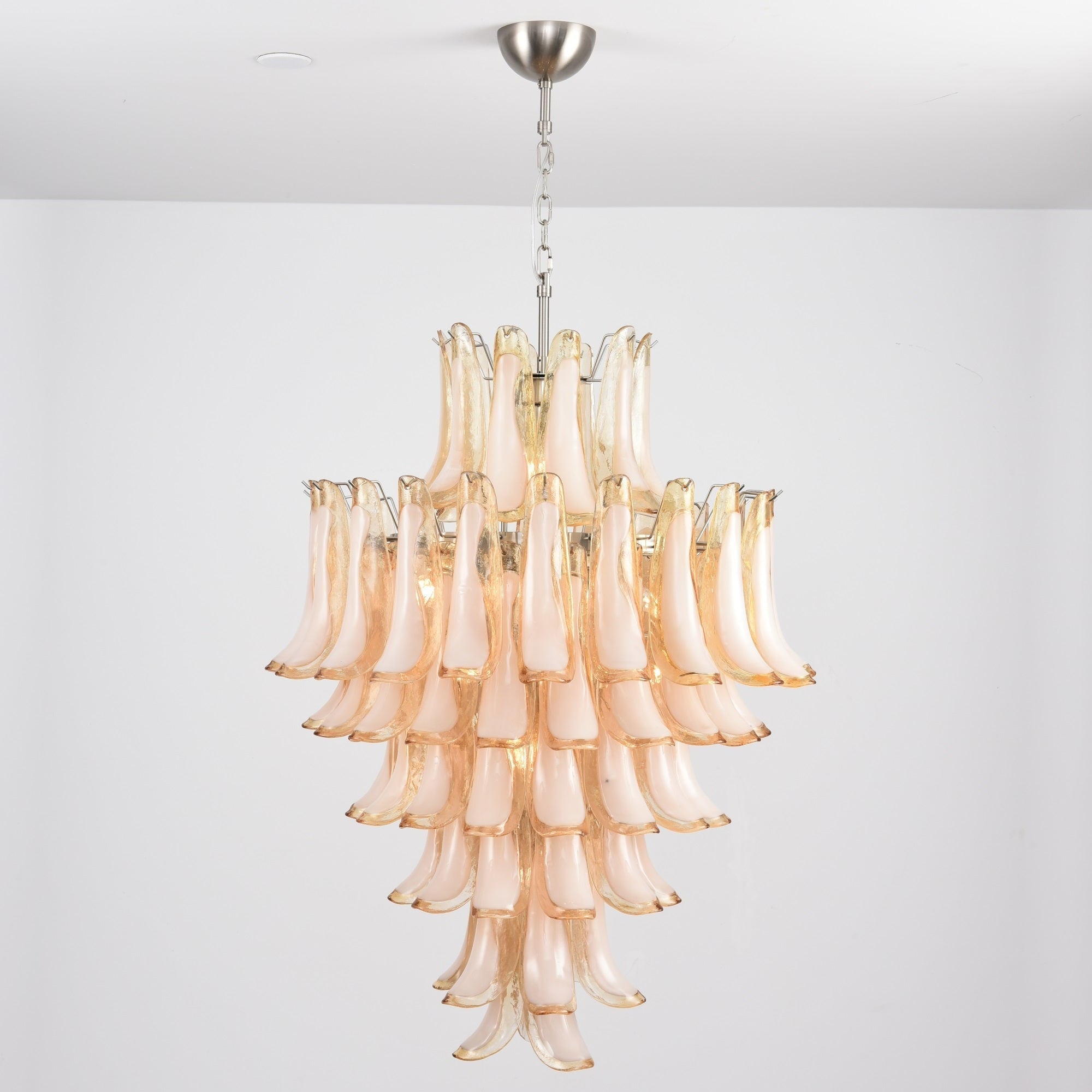 Aurora Chandelier Amber Murano Glass Petal Layered Luxury - Letslighting