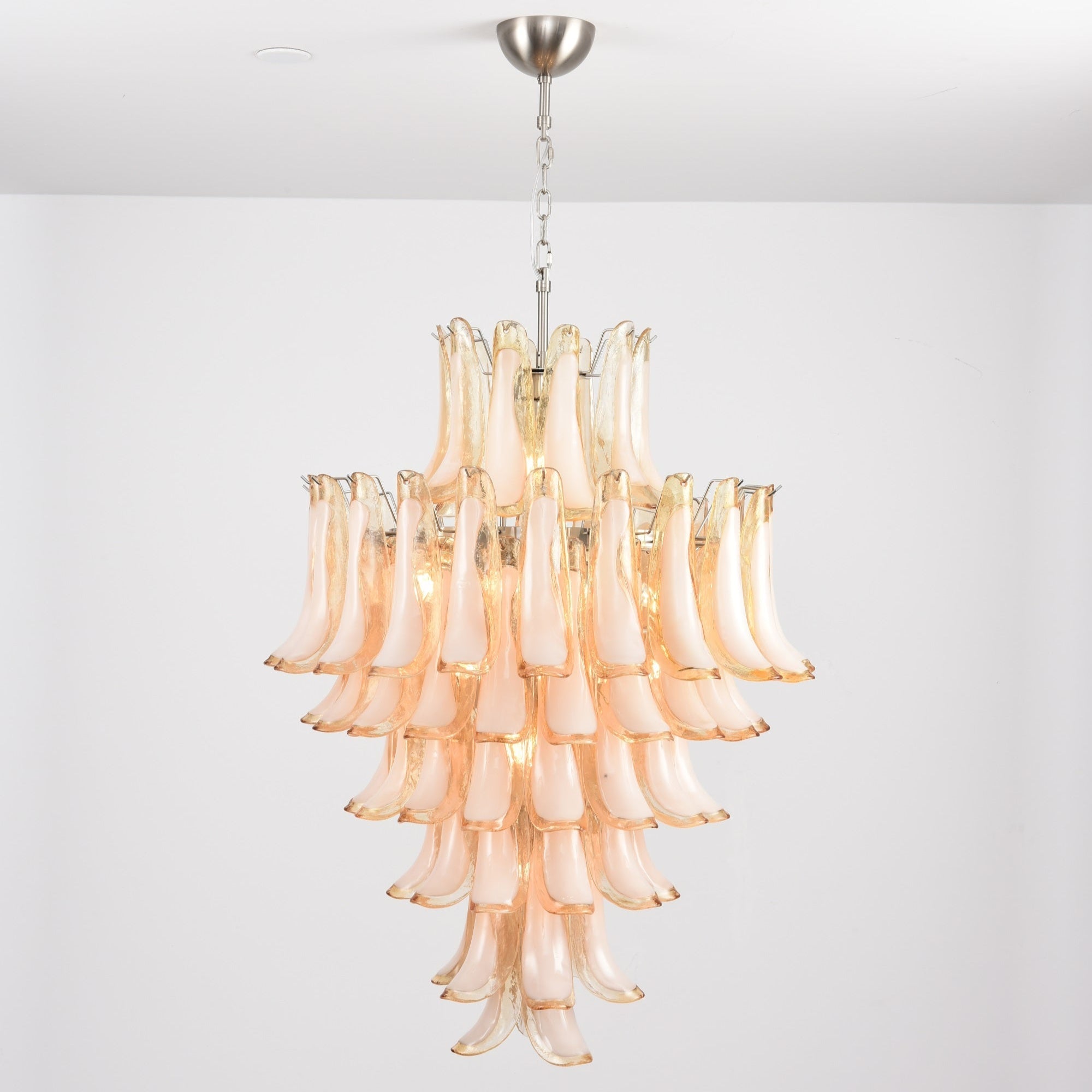 Aurora Chandelier Amber Murano Glass Petal Layered Luxury - Letslighting