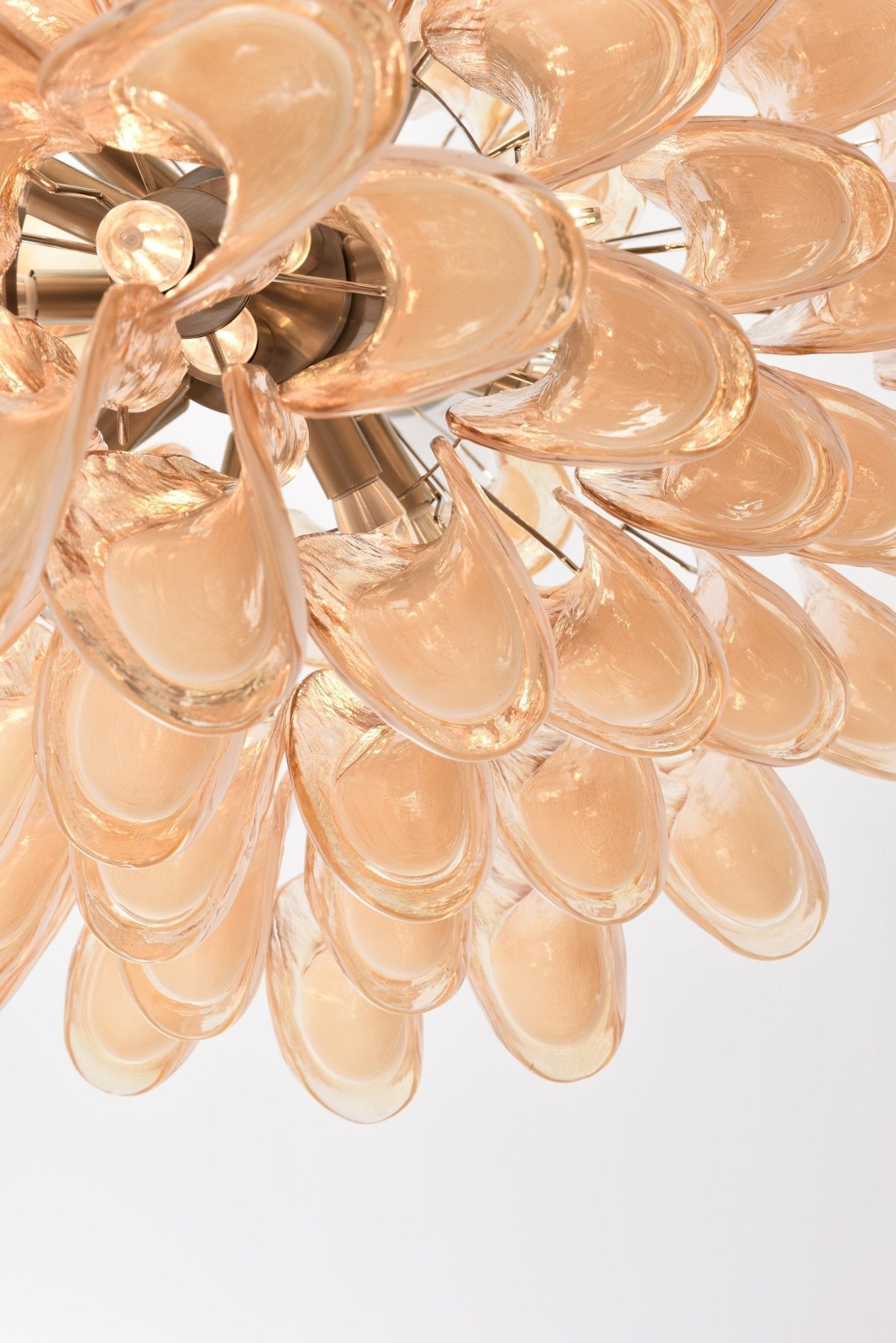 Aurora Chandelier Amber Murano Glass Petal Layered Luxury - Letslighting
