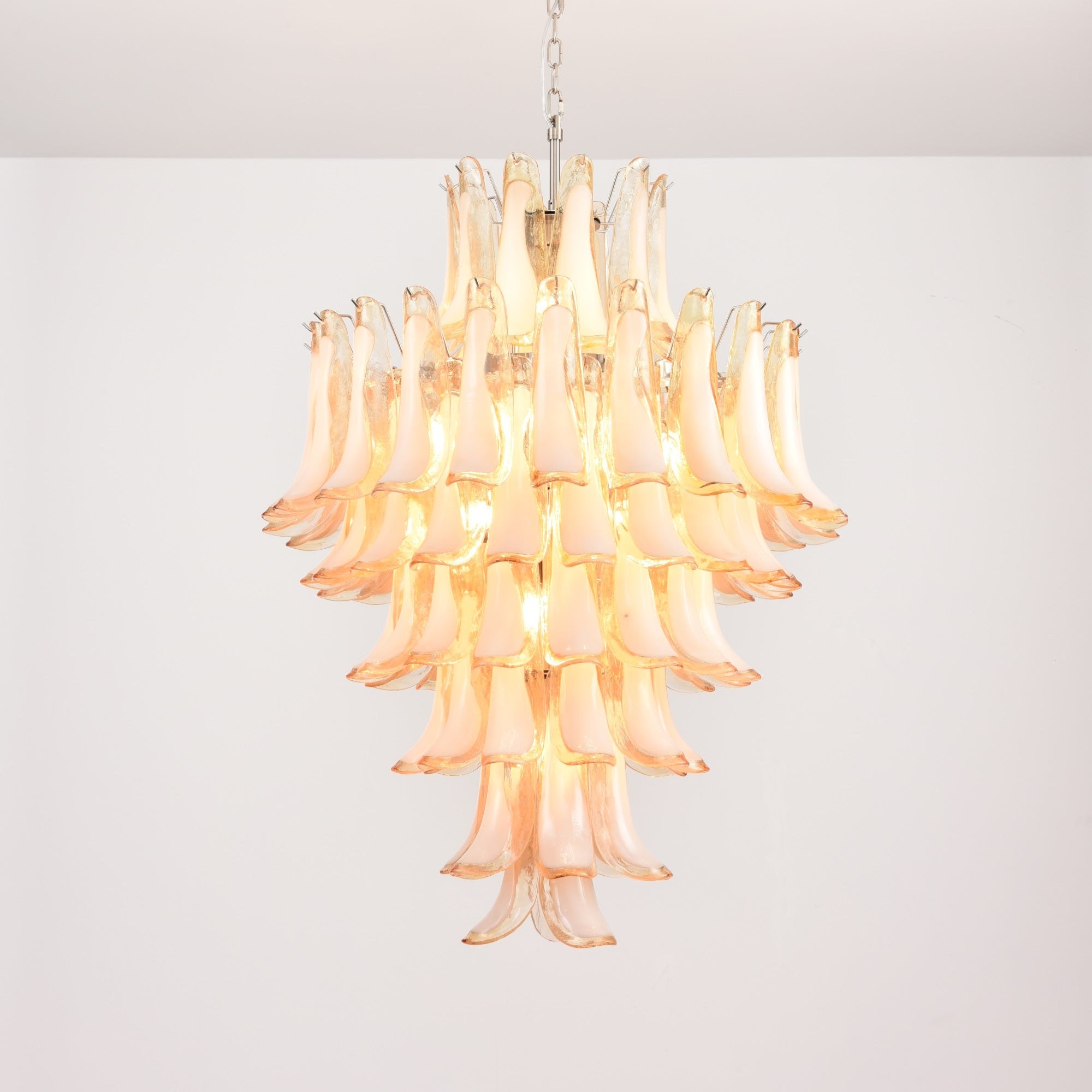 Aurora Chandelier Amber Murano Glass Petal Layered Luxury - Letslighting