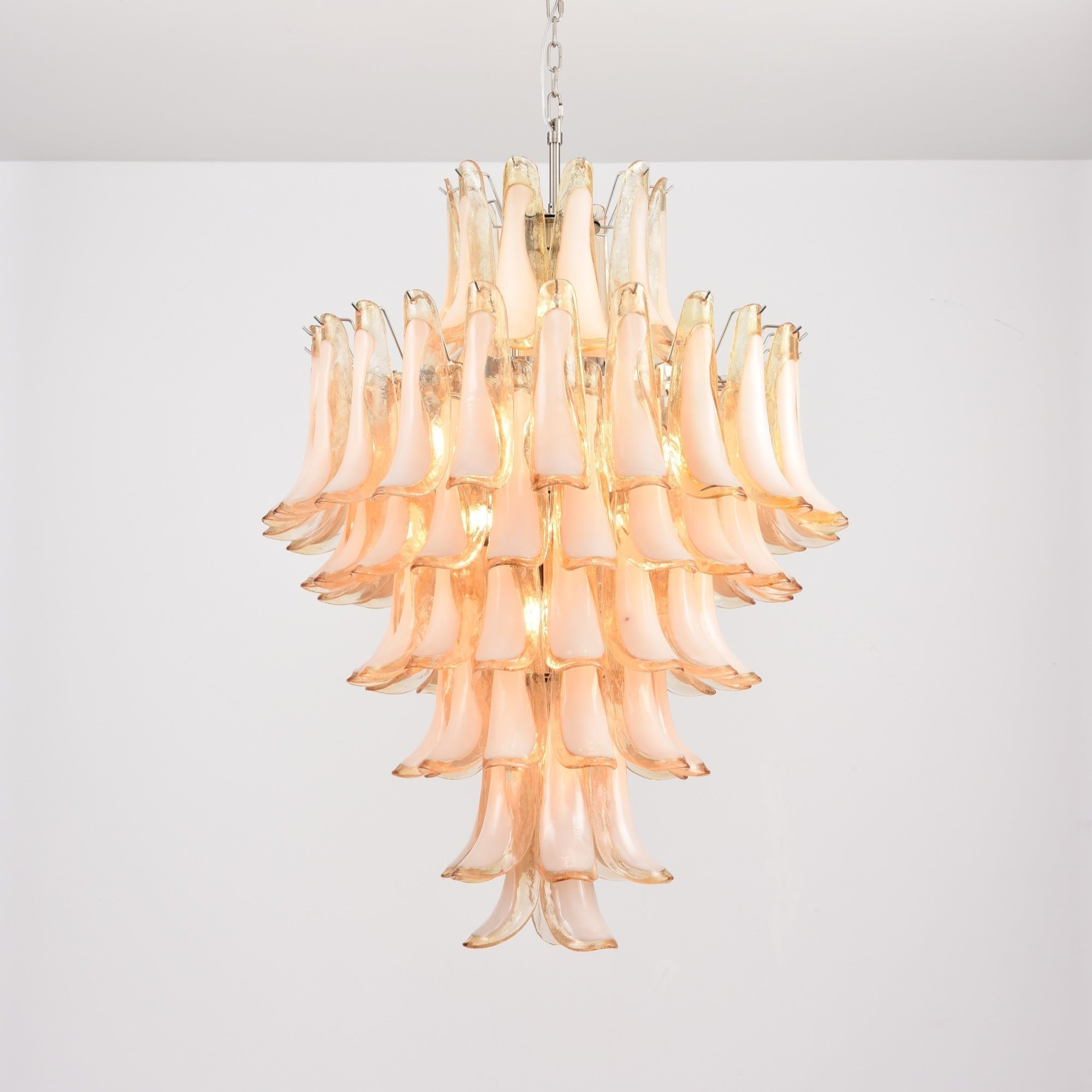 Aurora Chandelier Amber Murano Glass Petal Layered Luxury - Letslighting