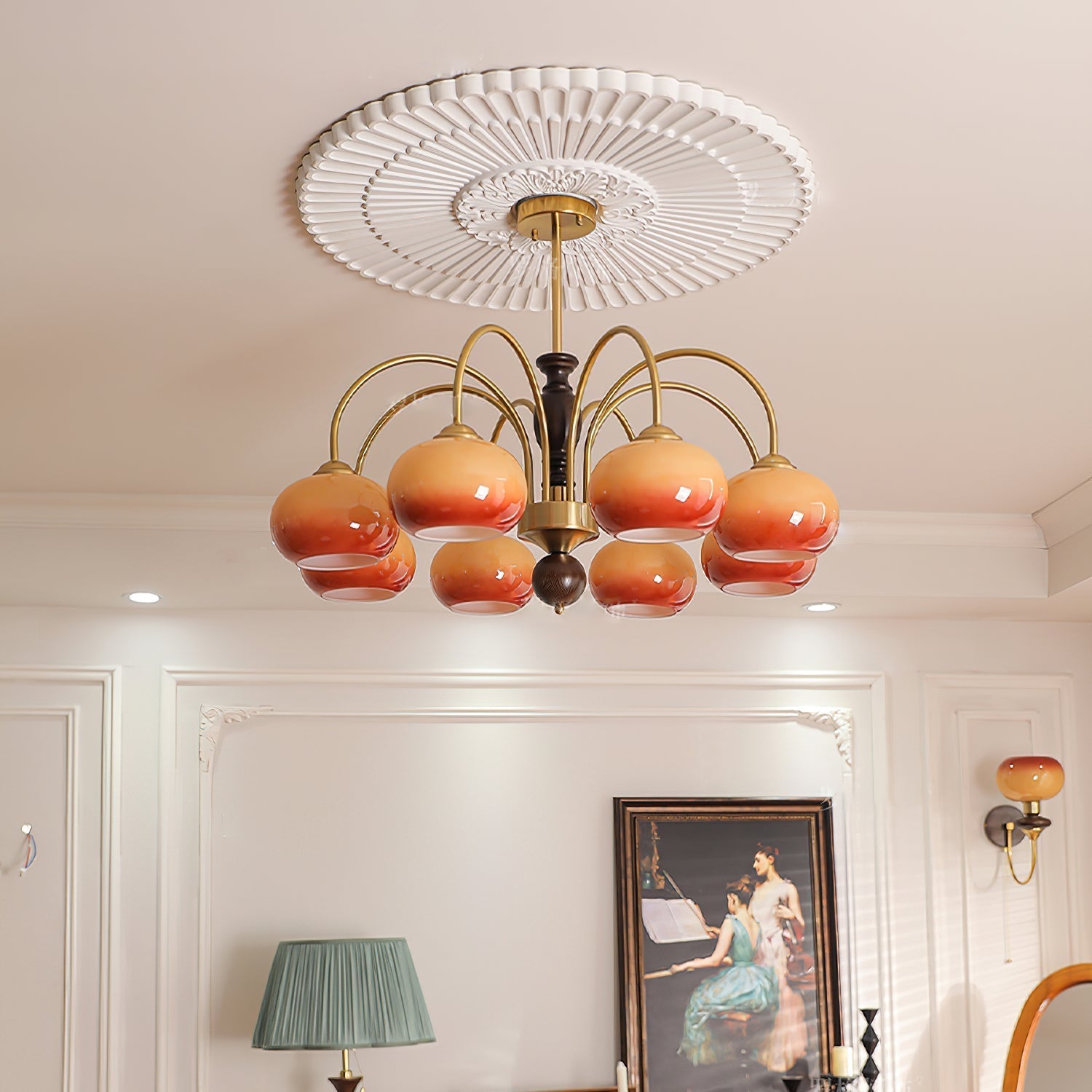Aurora Chandelier Amberly Arch Curved Arms - Blowlighting