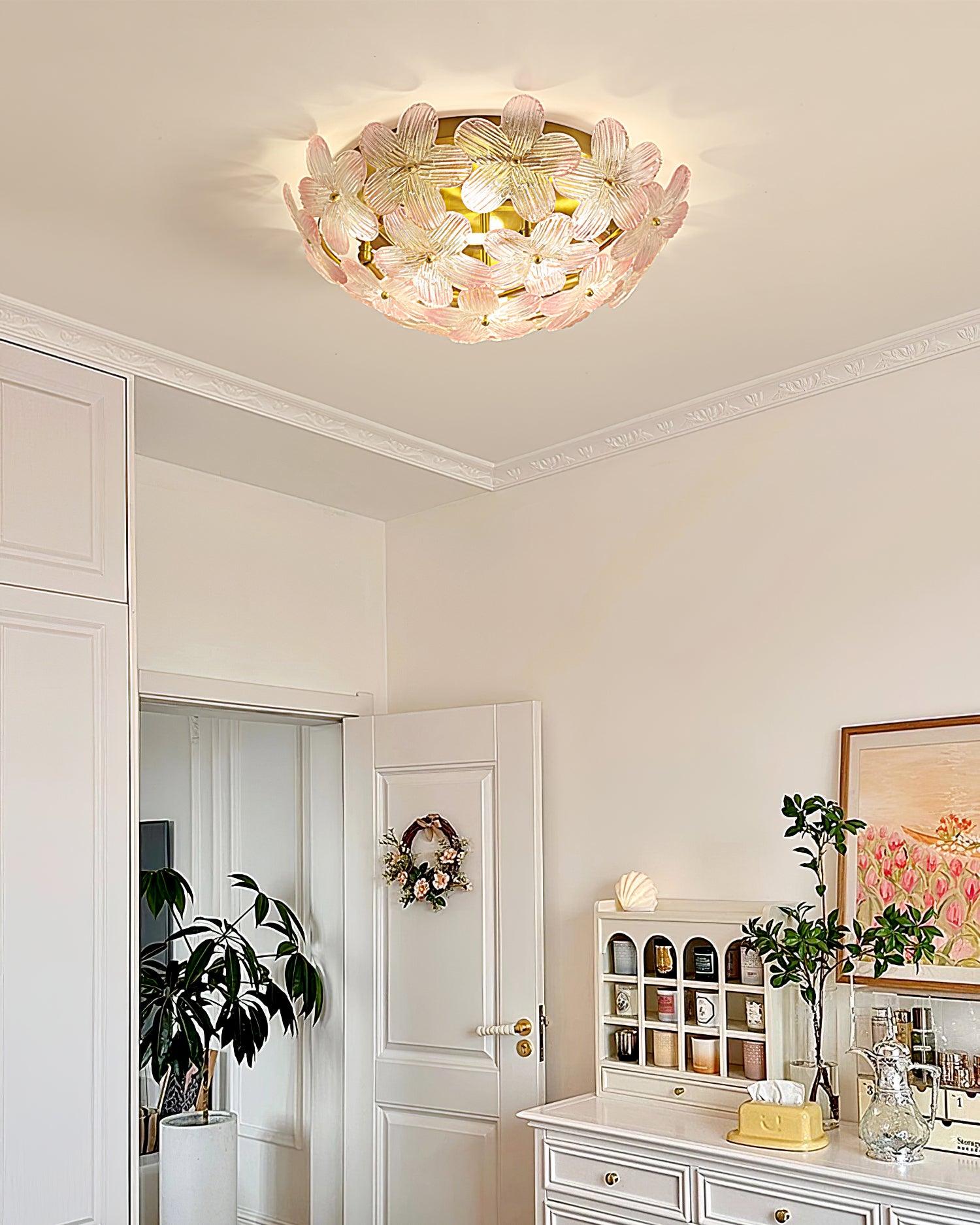 Anan Floral Ceiling Light Blush Glass - Letslighting