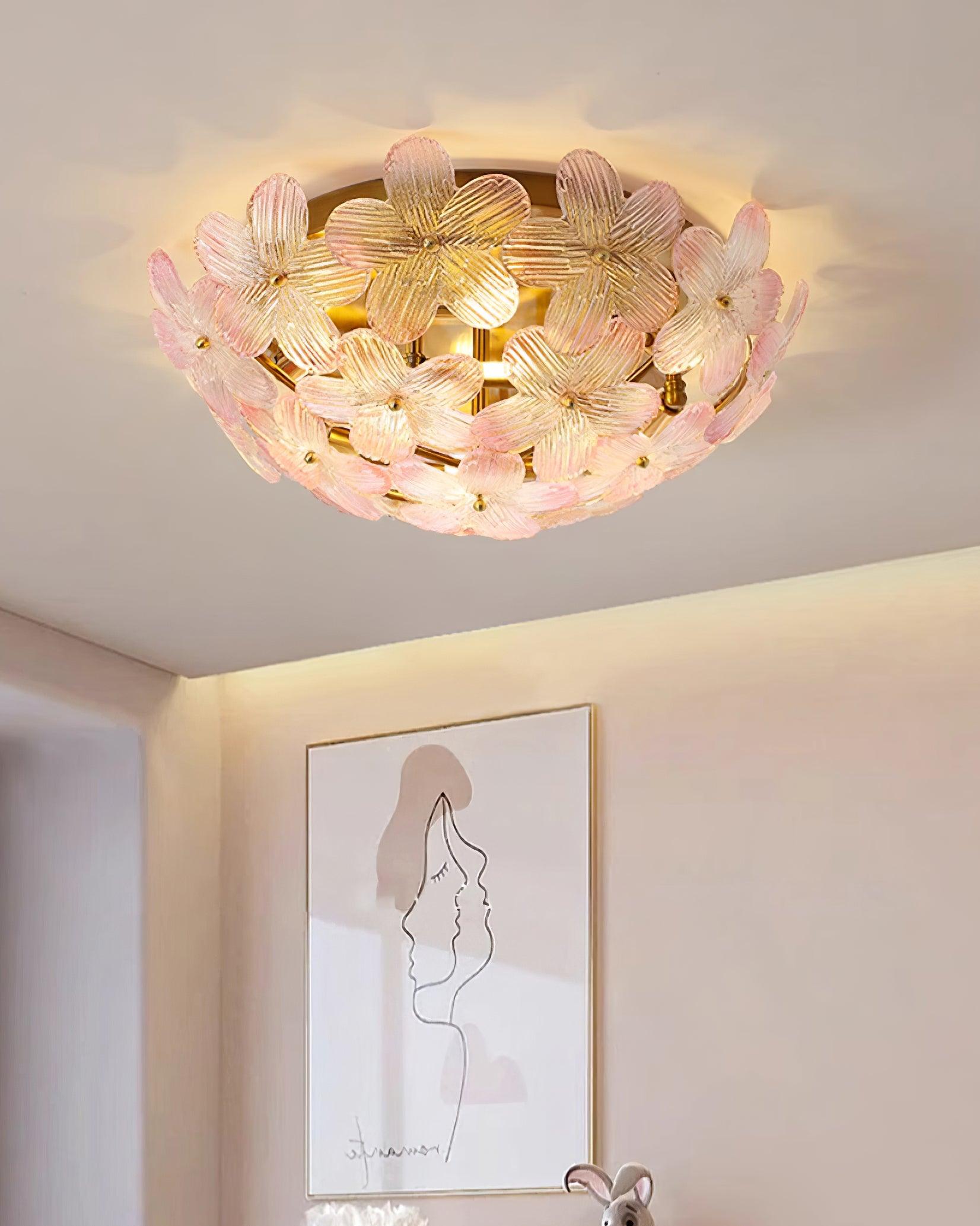Anan Ceiling Lamp Glass Petal Wreath Romantic - Letslighting
