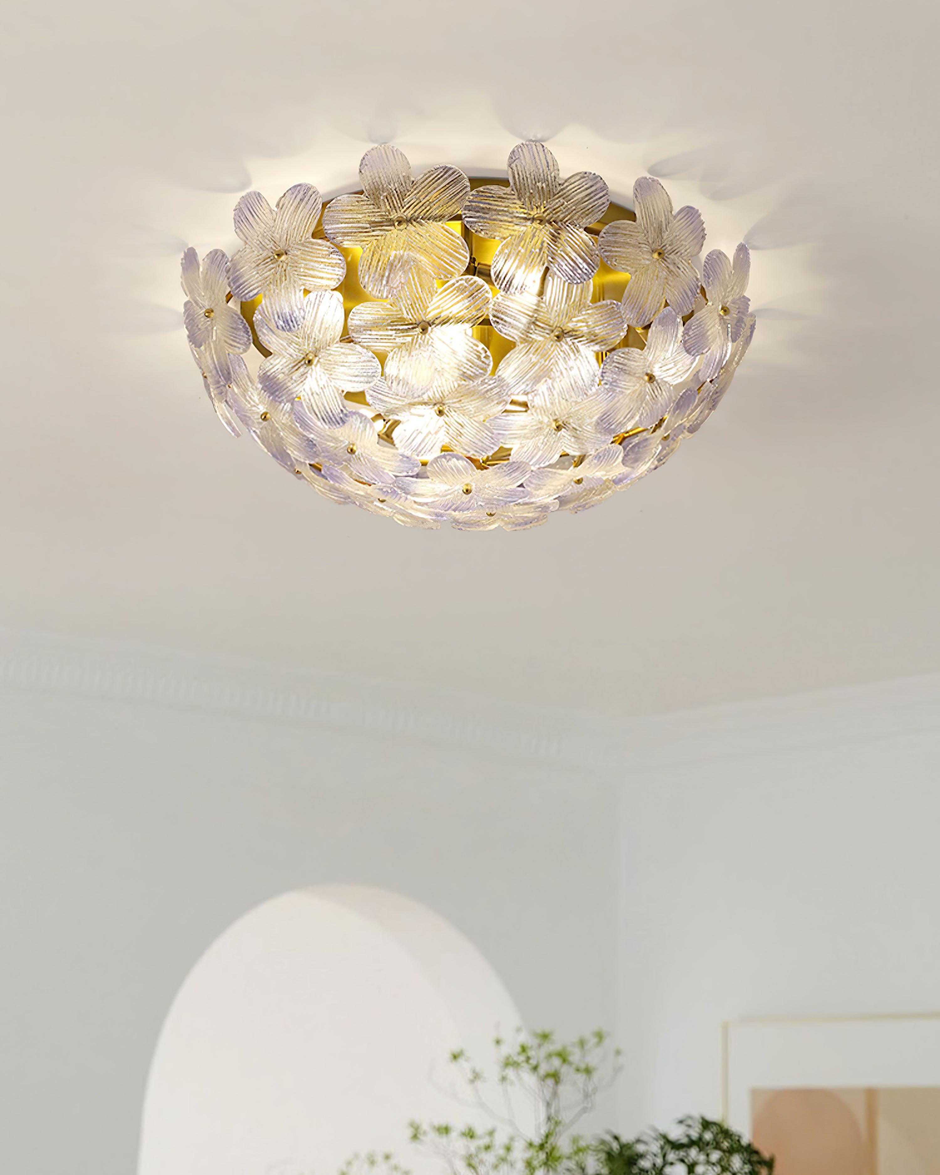 Anan Ceiling Lamp Glass Petal Wreath Romantic - Letslighting