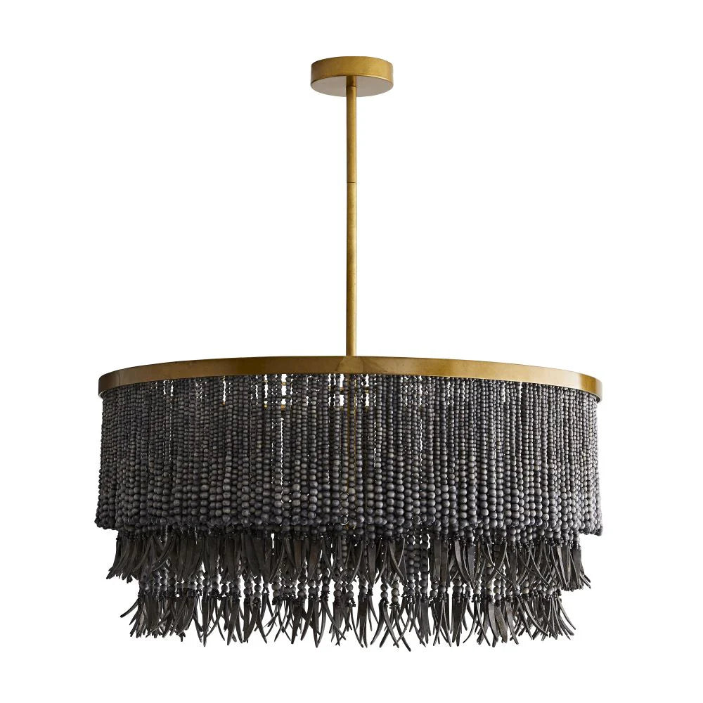 Kristy Natural Wood Black Pendant Light Dining Room Bedroom