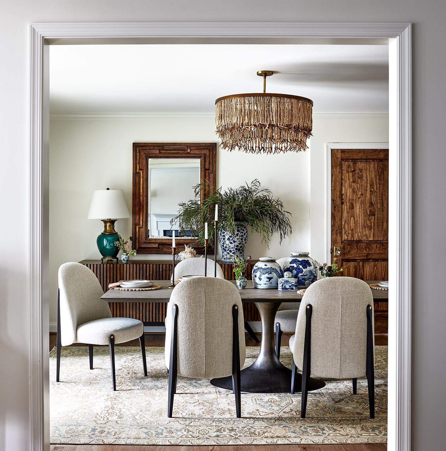 Kristy Natural Wood Black Pendant Light Dining Room Bedroom