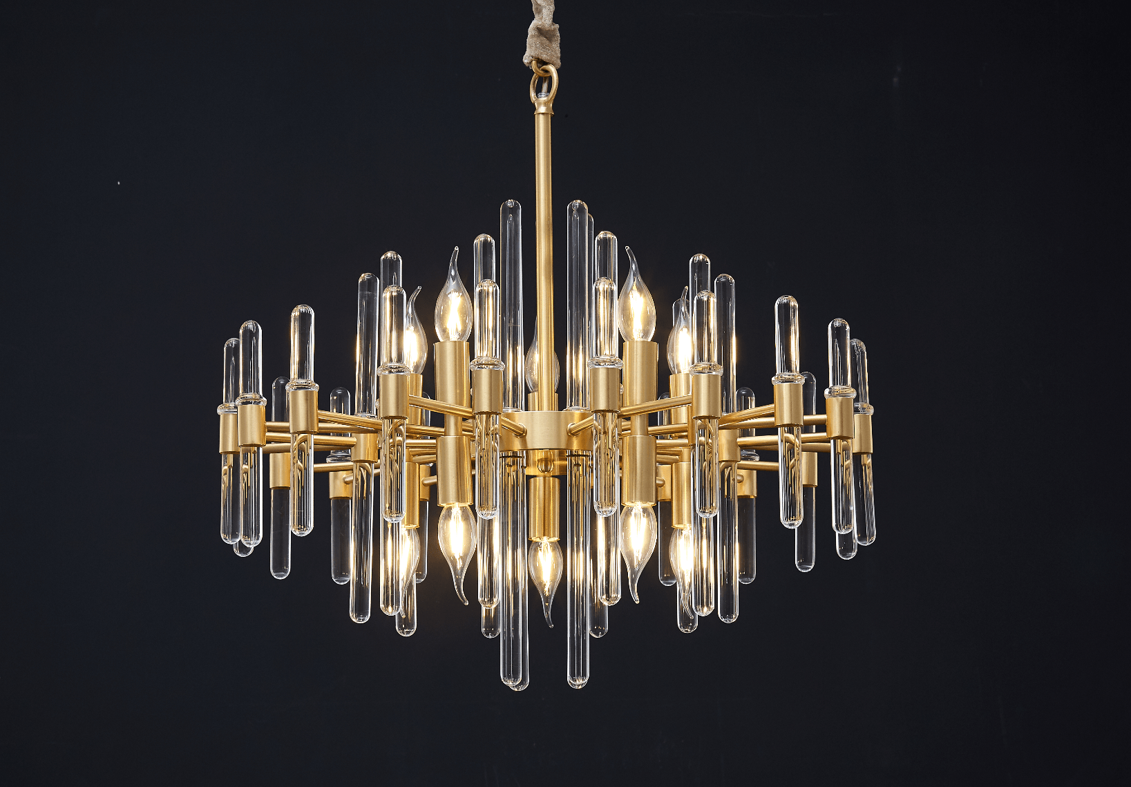 Solara Chandelier Antique Brass Starburst - Letslighting