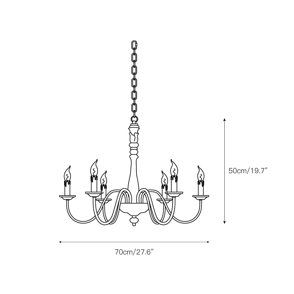 Ljomuvyi Traditional Farmhouse Metal Wood Chandelier - Lamp Copper