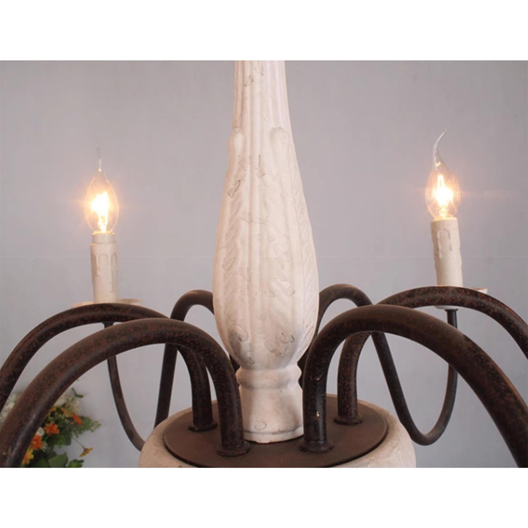Ljomuvyi Traditional Farmhouse Metal Wood Chandelier - Lamp Copper