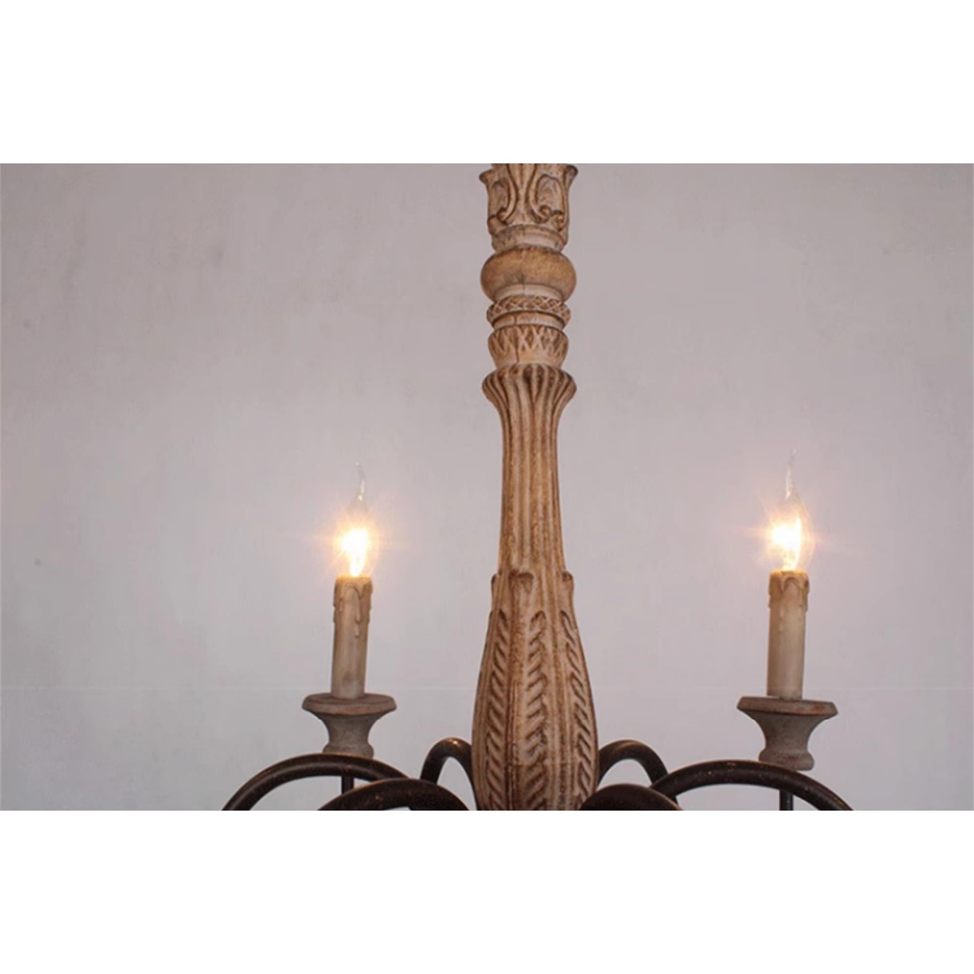 Ljomuvyi Traditional Farmhouse Metal Wood Chandelier - Lamp Copper