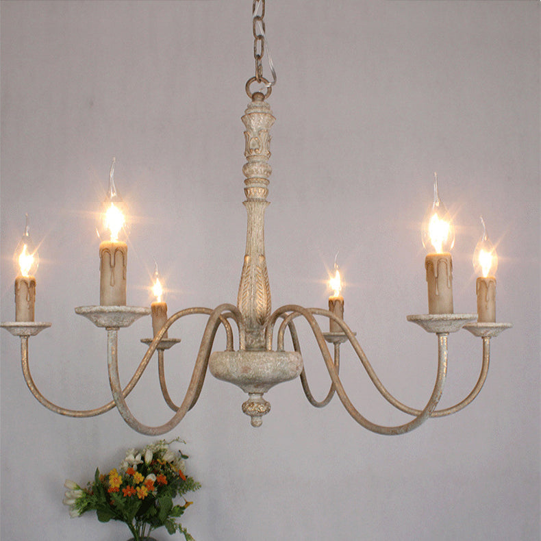 Ljomuvyi Traditional Farmhouse Metal Wood Chandelier - Lamp Copper