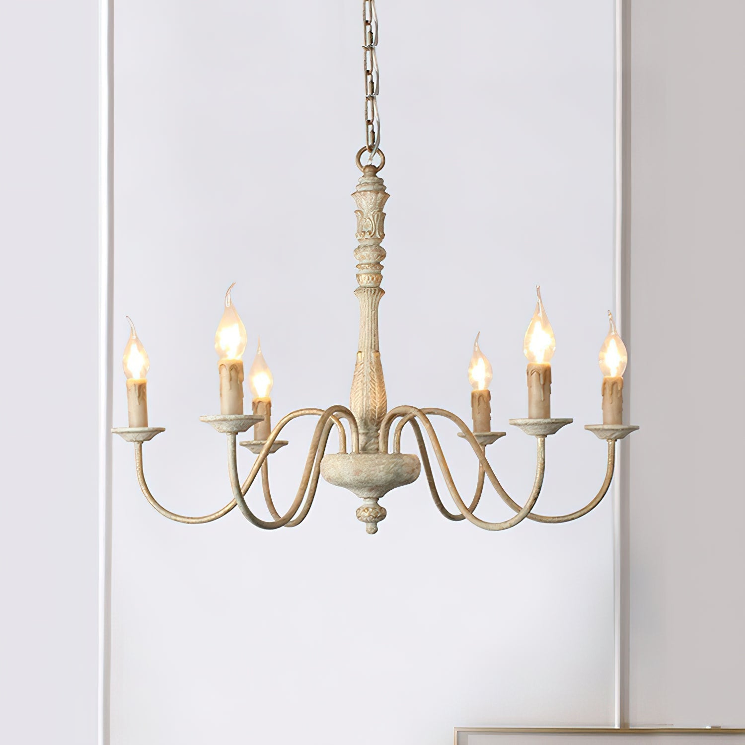 Ljomuvyi Traditional Farmhouse Metal Wood Chandelier - Lamp Copper