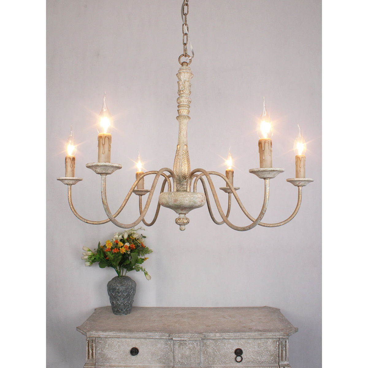 Ljomuvyi Traditional Farmhouse Metal Wood Chandelier - Lamp Copper